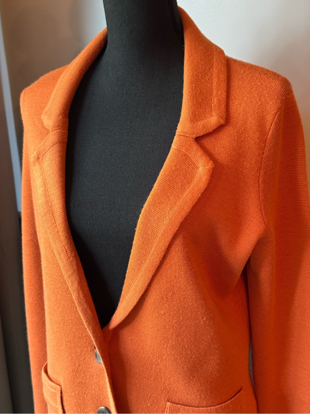 Halogen Orange wool blend Knit Blazer large - Picture 2 of 7